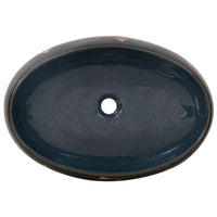 Lavabo da Appoggio-Lavandino-Lavello Nero e Blu Ovale 59x40x15 cm Ceramica