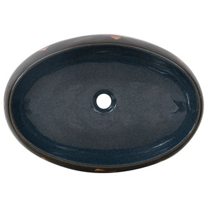 Lavabo da Appoggio Nero e Blu Ovale 59x40x15 cm Ceramica 155088