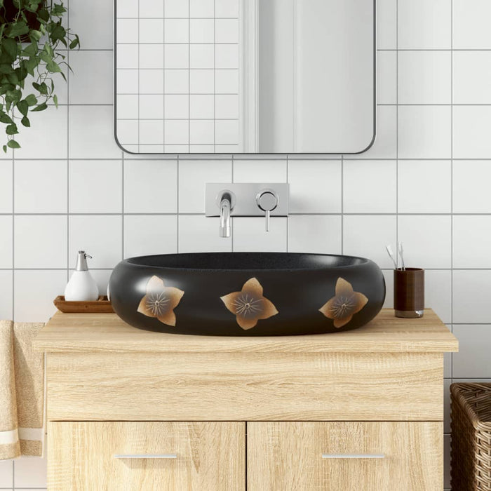 Lavabo da Appoggio Nero e Blu Ovale 59x40x15 cm Ceramica 155088
