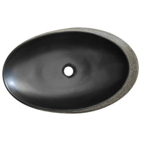 Lavabo da Appoggio Grigio e Nero Ovale 59x40x14 cm Ceramica 155091
