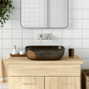Lavabo da Appoggio-Lavandino-Lavello Nero Rettangolare 48x37,5x13,5 cm Ceramica
