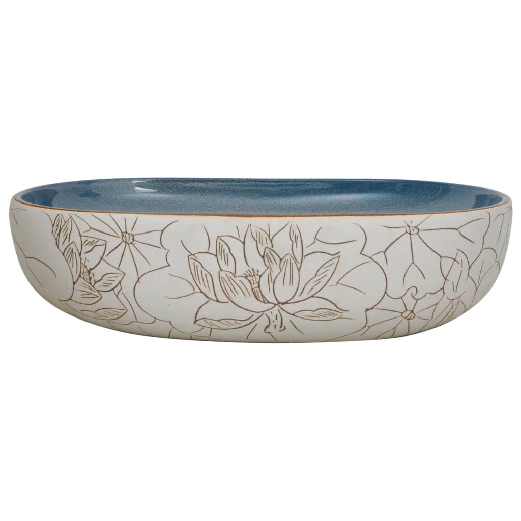 Lavabo da Appoggio Sabbia e Blu Ovale 59x40x14 cm Ceramicacod mxl 83587