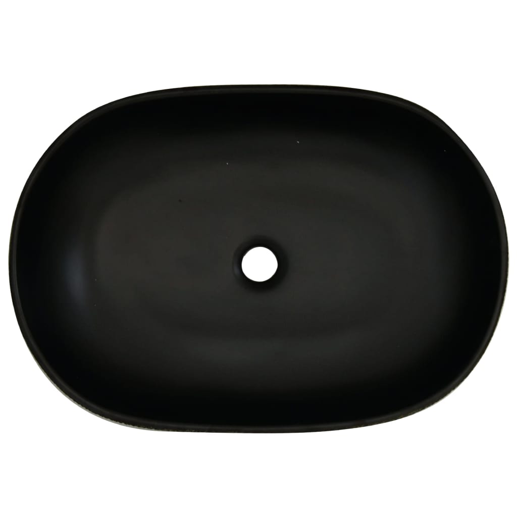 Lavabo da Appoggio Nero Ovale 59x40x14 cm Ceramica 155102