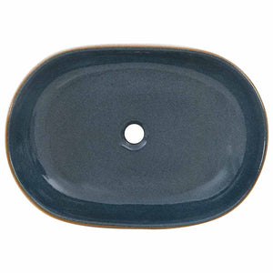 Lavabo da Appoggio Sabbia e Blu Ovale 59x40x14 cm Ceramica 155103