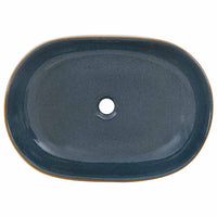 Lavabo da Appoggio-Lavandino-Lavello Sabbia e Blu Ovale 59x40x14 cm Ceramica 636950