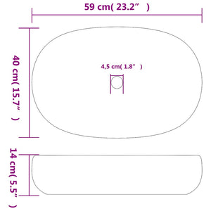 Lavabo da Appoggio Sabbia e Blu Ovale 59x40x14 cm Ceramica 155103