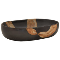 Lavabo da Appoggio Nero Ovale 59x40x14 cm Ceramica 155106