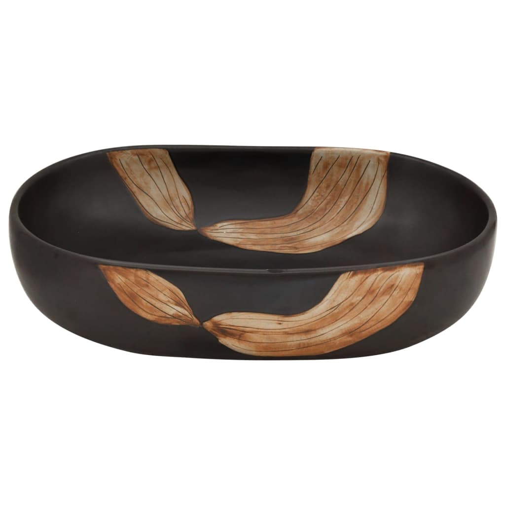 Lavabo da Appoggio Nero Ovale 59x40x14 cm Ceramica 155106