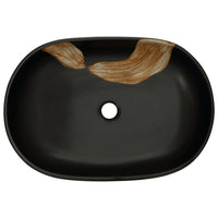 Lavabo da Appoggio Nero Ovale 59x40x14 cm Ceramica 155106