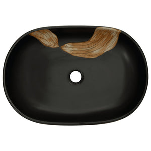 Lavabo da Appoggio-Lavandino-Lavello Nero Ovale 59x40x14 cm Ceramica 543681