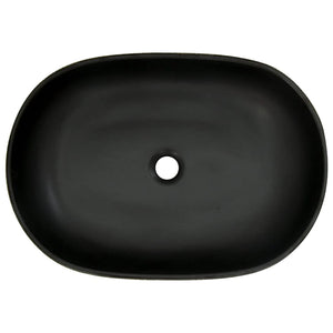 Lavabo da Appoggio-Lavandino-Lavello Grigio e Nero Ovale 59x40x14 cm Ceramica 999381
