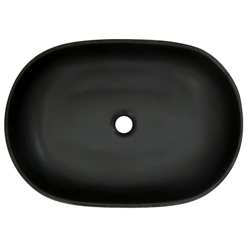 Lavabo da Appoggio Grigio e Nero Ovale 59x40x14 cm Ceramica 155109