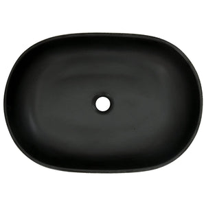 Lavabo da Appoggio-Lavandino-Lavello Nero e Blu Ovale 59x40x14 cm Ceramica