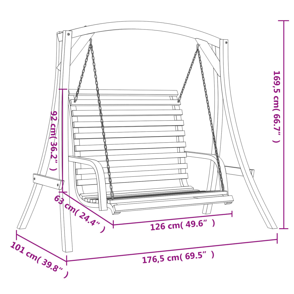 Panca a Dondolo in Legno Massello di Abete con Finitura in Teak 3200616