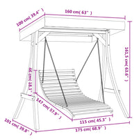 Letto a Dondolo con Tetto Massello di Abete Finitura in Teak 3200625