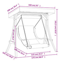 Sedia a Dondolo con Cuscino e Tetto in Legno Massello di Abete