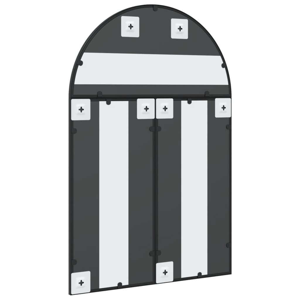 Specchio da Parete-Specchio a Muro-Specchio Decorativo Nero 60x90 cm Arco in Ferro