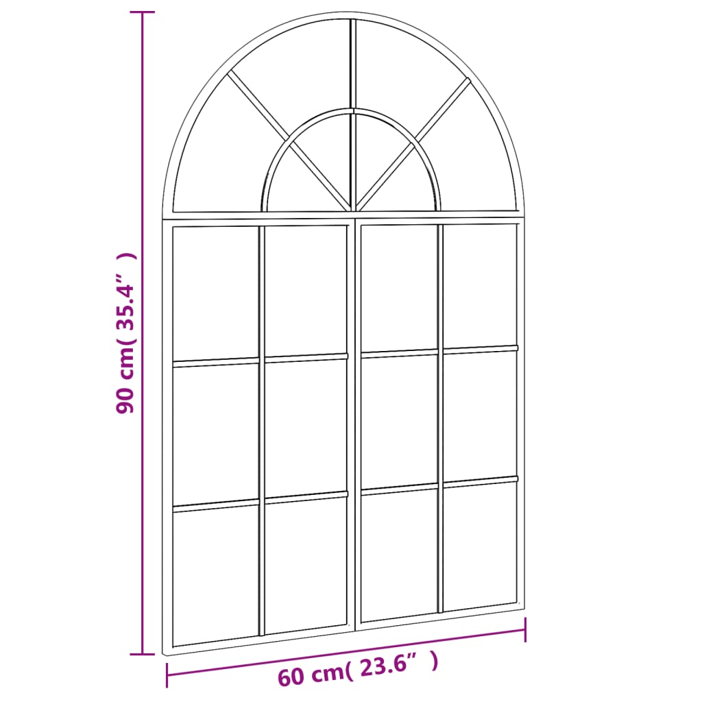 Specchio da Parete-Specchio a Muro-Specchio Decorativo Nero 60x90 cm Arco in Ferro