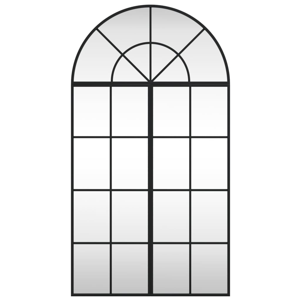 Specchio da Parete-Specchio a Muro-Specchio Decorativo Nero 60x110 cm Arco in Ferro