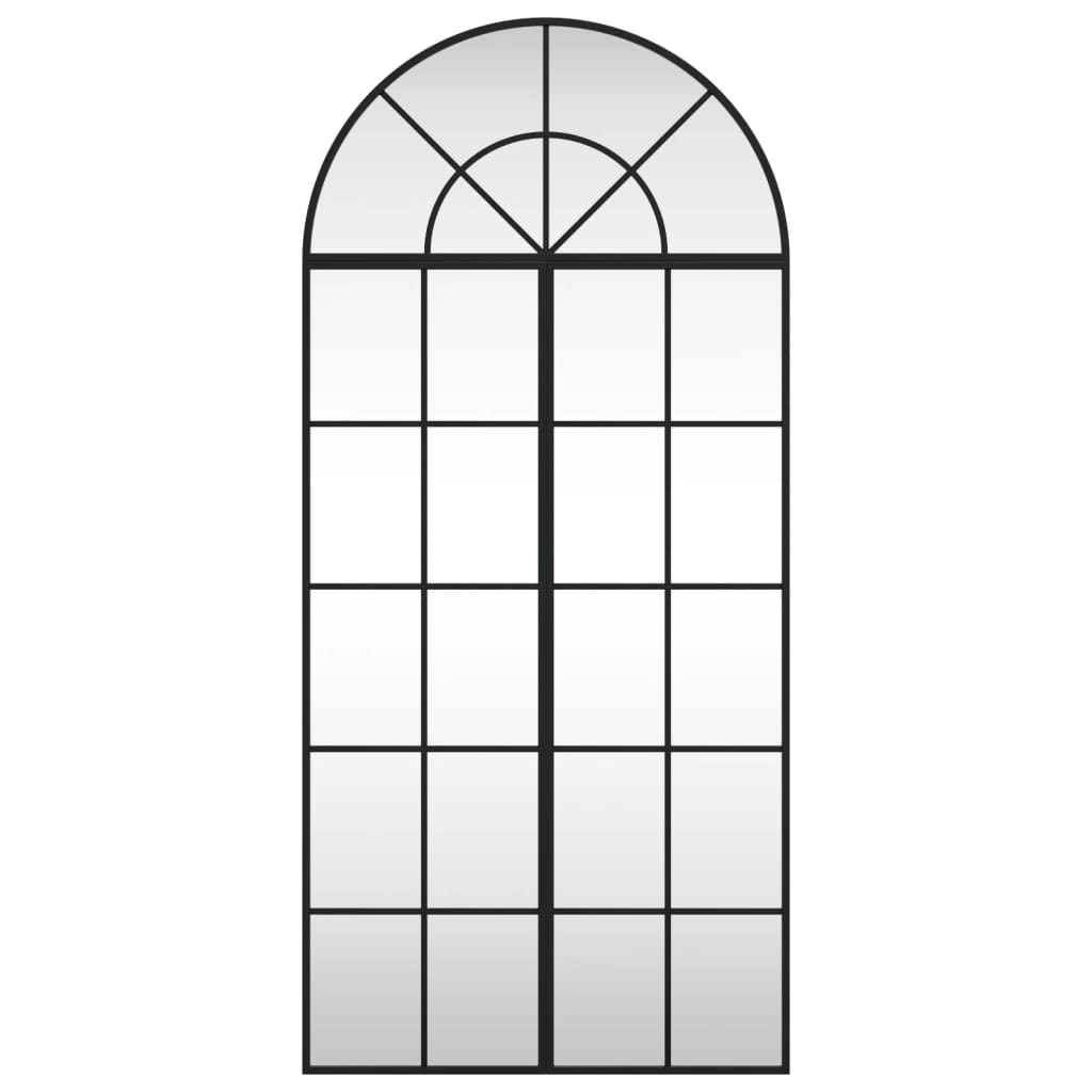 Specchio da Parete-Specchio a Muro-Specchio Decorativo Nero 60x130 cm Arco in Ferro