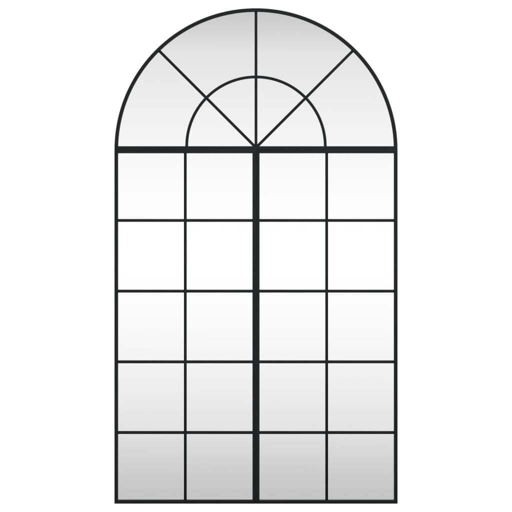 Specchio da Parete Nero 80x140 cm Arco in Ferro