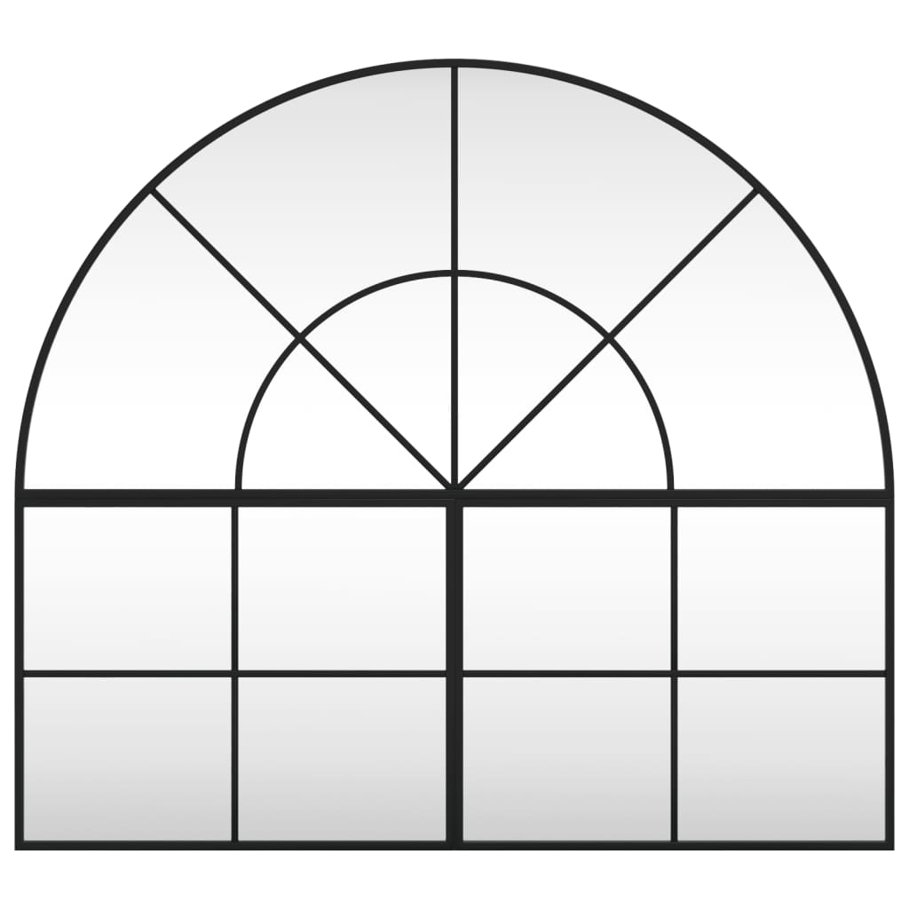 Specchio da Parete Nero 100x90 cm Arco in Ferro
