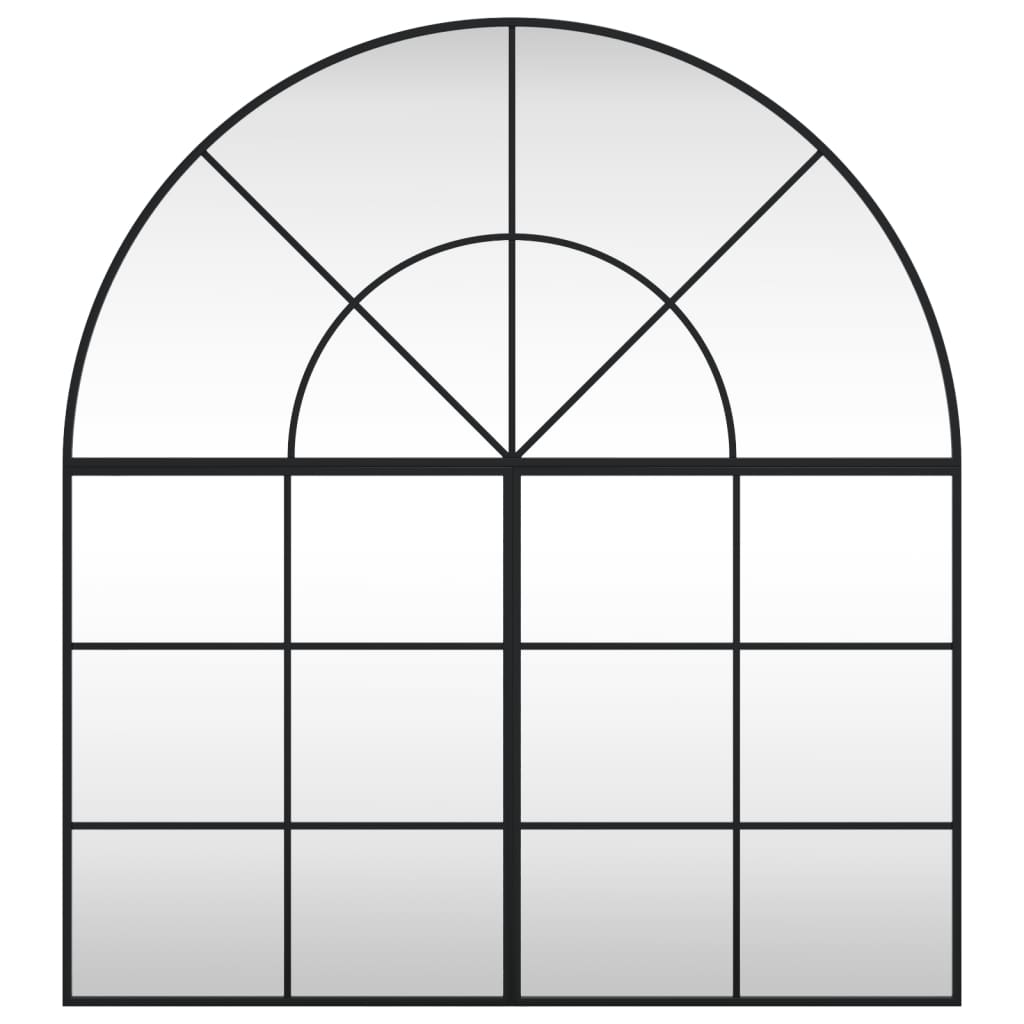 Specchio da Parete-Specchio a Muro-Specchio Decorativo Nero 100x110 cm Arco in Ferro