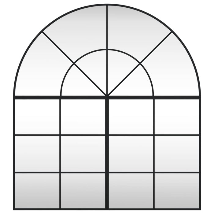 Specchio da Parete-Specchio a Muro-Specchio Decorativo Nero 100x110 cm Arco in Ferro