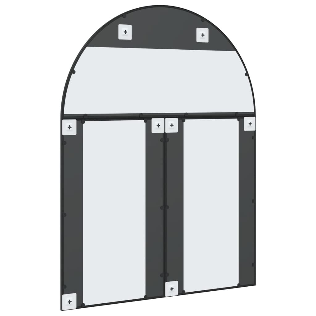 Specchio da Parete-Specchio a Muro-Specchio Decorativo Nero 100x130 cm Arco in Ferro