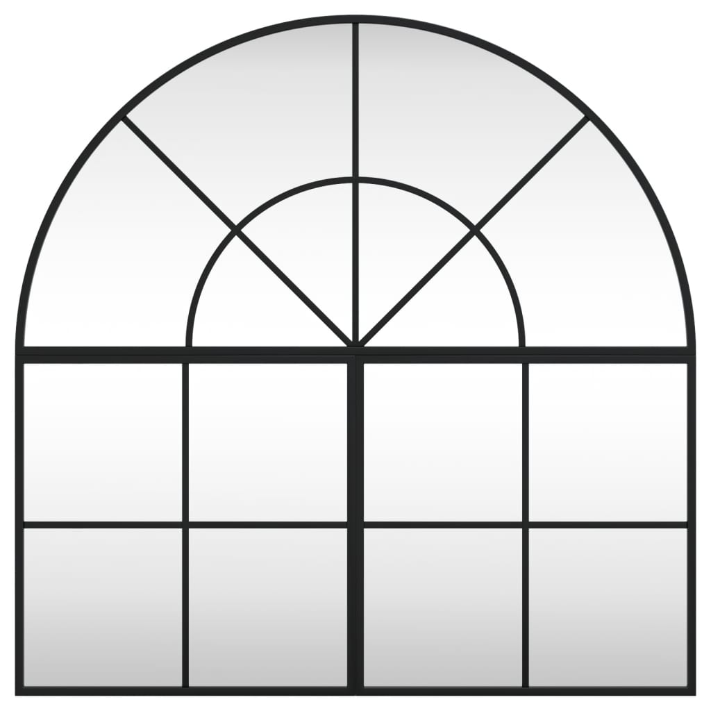 Specchio da Parete Nero 80x80 cm Arco in Ferro