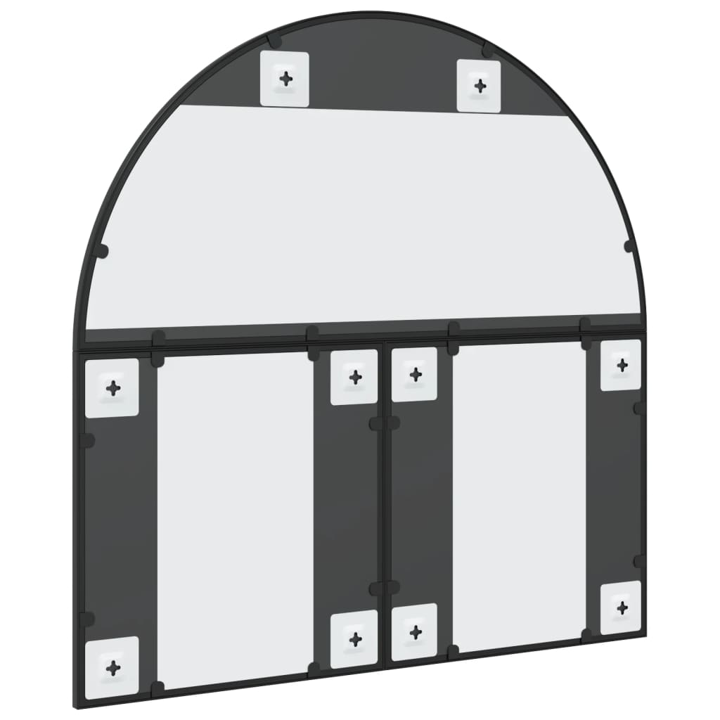 Specchio da Parete-Specchio a Muro-Specchio Decorativo Nero 80x80 cm Arco in Ferro