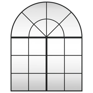 Specchio da Parete-Specchio a Muro-Specchio Decorativo Nero 80x100 cm Arco in Ferro