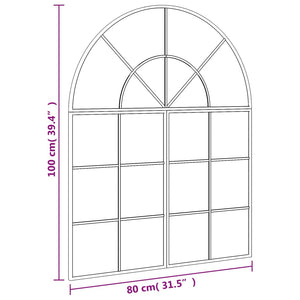 Specchio da Parete-Specchio a Muro-Specchio Decorativo Nero 80x100 cm Arco in Ferro