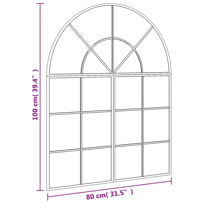Specchio da Parete Nero 80x100 cm Arco in Ferro