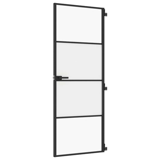 Porta per Interni Nera 76x201,5cm Vetro Temperato e Alluminiocod mxl 107737