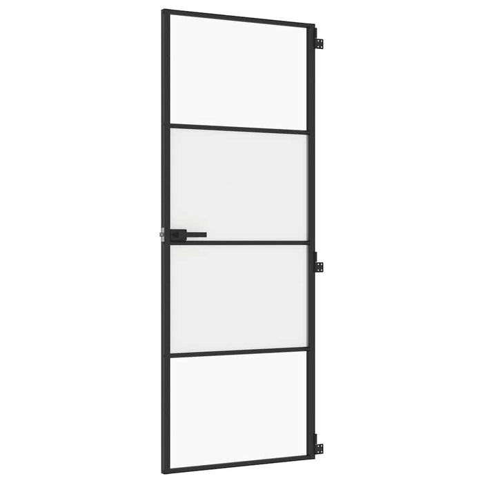 Porta per Interni Nera 76x201,5cm Vetro Temperato e Alluminiocod mxl 107737