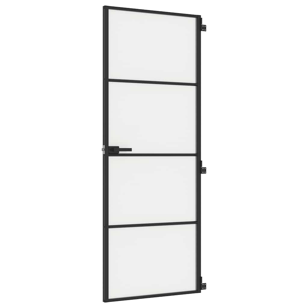 Porta per Interni Nera 76x201,5cm Vetro Temperato e Alluminiocod mxl 83800