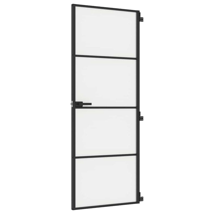 Porta per Interni Nera 76x201,5cm Vetro Temperato e Alluminiocod mxl 83800