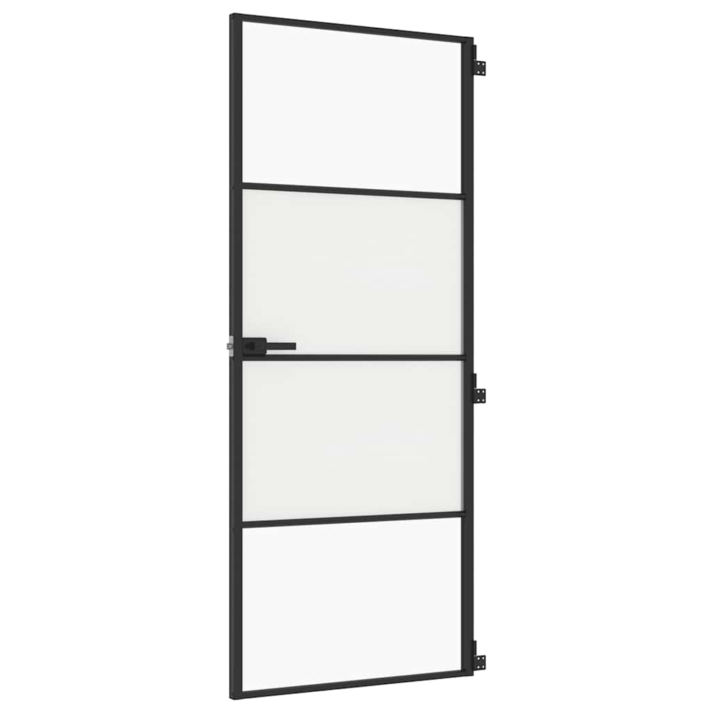 Porta per Interni Nera 83x201,5cm Vetro Temperato e Alluminiocod mxl 131717