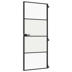 Porta per Interni Nera 83x201,5cm Vetro Temperato e Alluminiocod mxl 131717