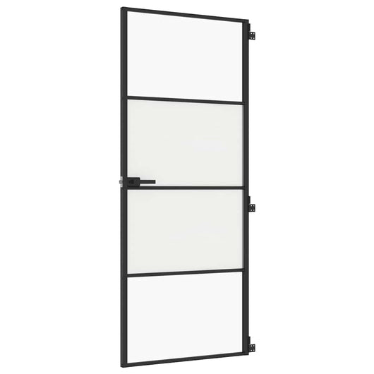 Porta per Interni Nera 83x201,5cm Vetro Temperato e Alluminiocod mxl 131717