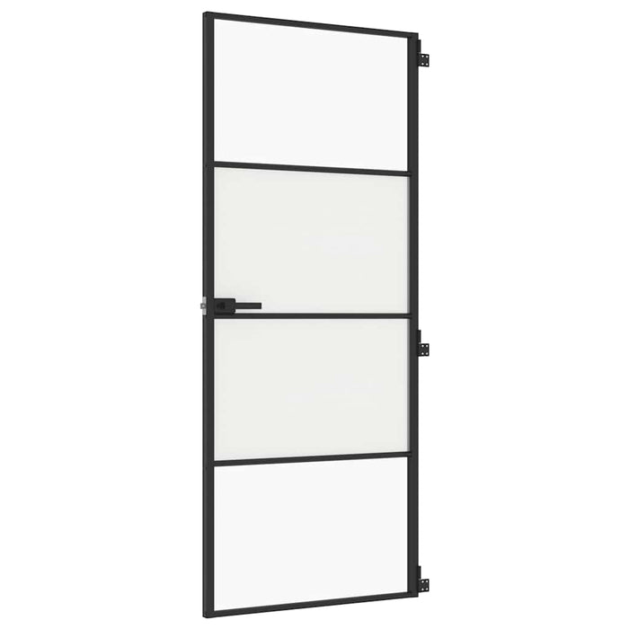 Porta per Interni Nera 83x201,5cm Vetro Temperato e Alluminiocod mxl 131717