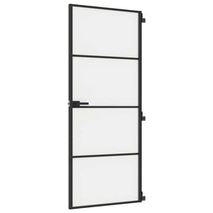 Porta Interni Sottile Nera 83x201,5cm Vetro Temperato Alluminio 155119