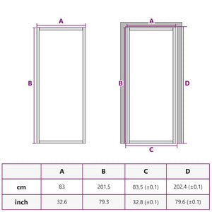 Porta Interni Sottile Nera 83x201,5cm Vetro Temperato Alluminio