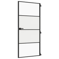 Porta Interni Sottile Nera 93x201,5cm Vetro Temperato Alluminio 155120