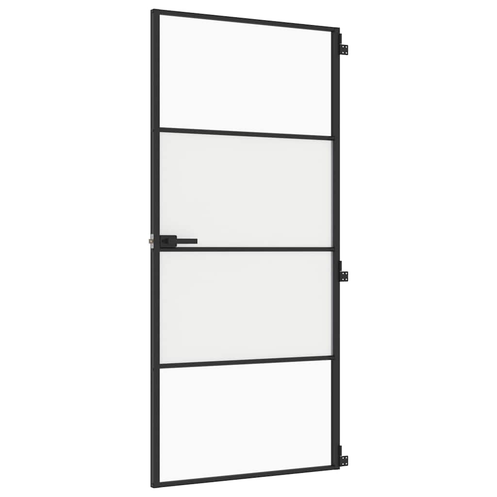 Porta Interni Sottile Nera 93x201,5cm Vetro Temperato Alluminiocod mxl 83803