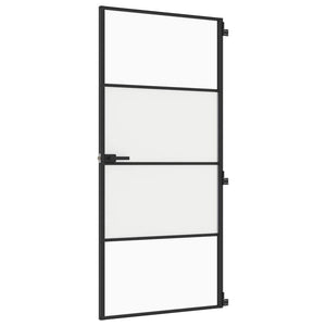 Porta Interni Sottile Nera 93x201,5cm Vetro Temperato Alluminiocod mxl 83803