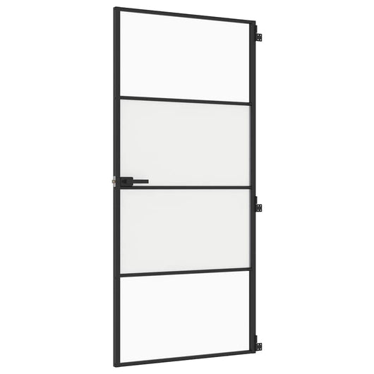 Porta Interni Sottile Nera 93x201,5cm Vetro Temperato Alluminiocod mxl 83803