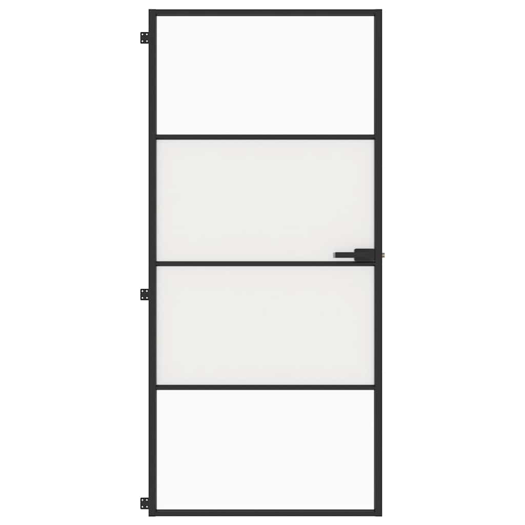 Porta Interni Sottile Nera 93x201,5cm Vetro Temperato Alluminio 155120