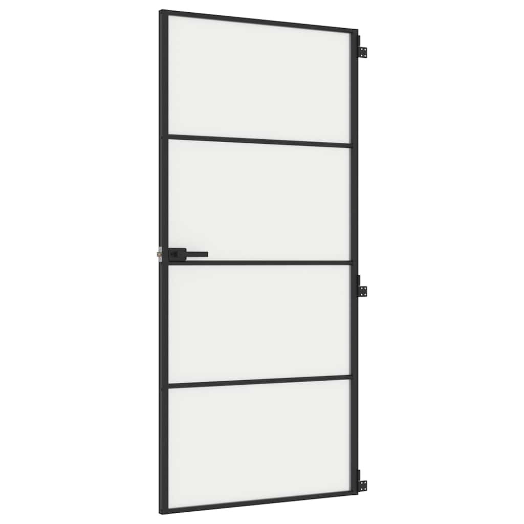 Porta Interni Sottile Nera 93x201,5cm Vetro Temperato Alluminiocod mxl 107738